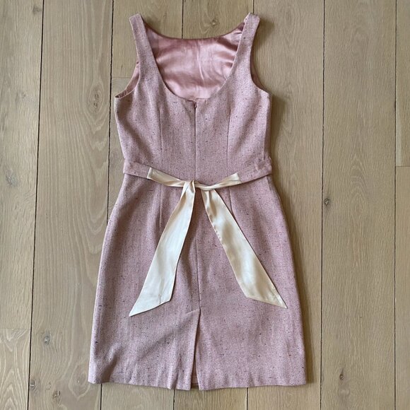 Pink Wool Tweed Dress w/ Multicolor and Gold Speckles, Max and Cleo, Size 4 - Picture 2 of 5